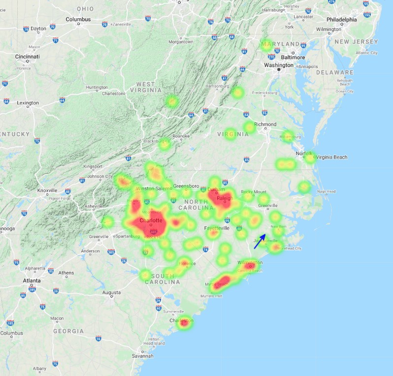 Масове падіння метеорів у США потрапило на відео. Карта: AMS