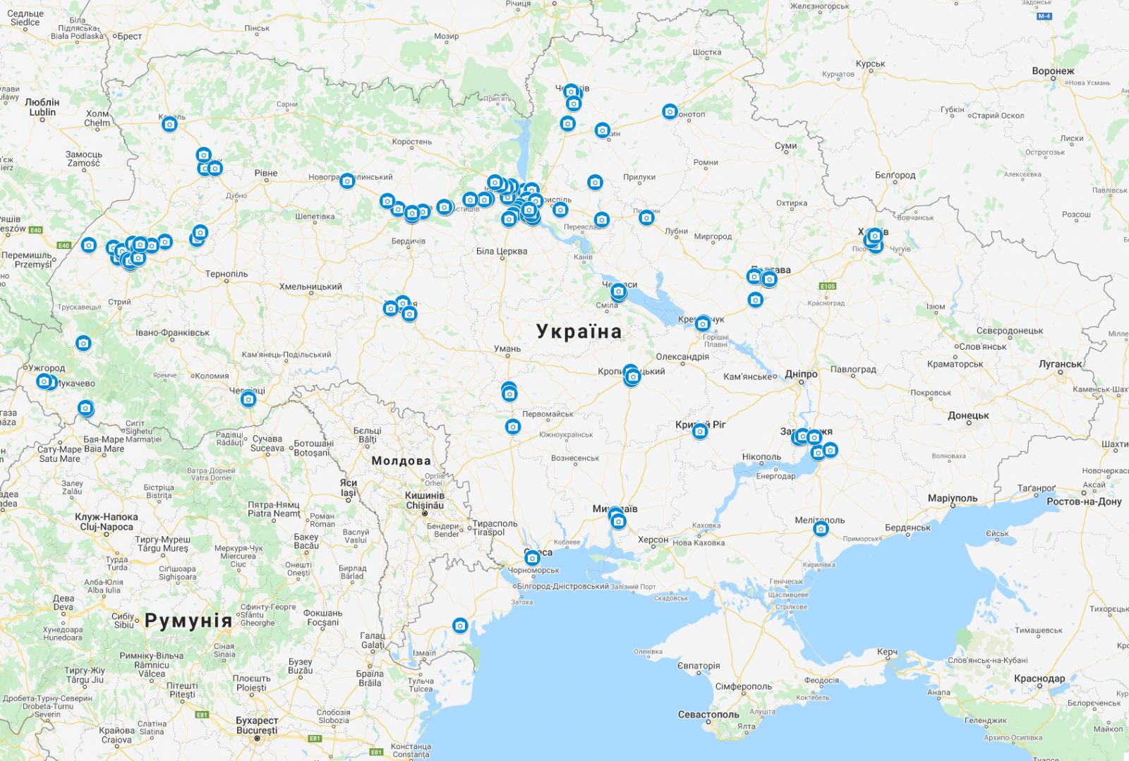 Камеры фиксации ПДД в Украине. Карта: МВД