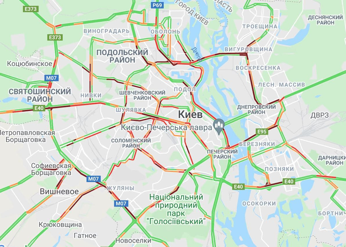 Пробки в Киеве, карта - Гугл