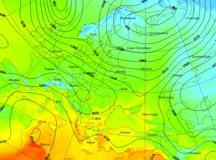 Температура воздуха в Европе в 14:00 6 ноября, данные: Gismeteo