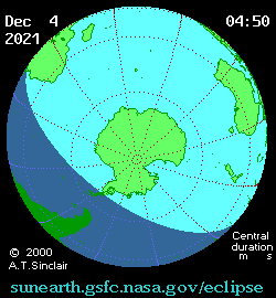 Анимация полного солнечного затмения 4 декабря 2021 года, инфографика: «Википедия»