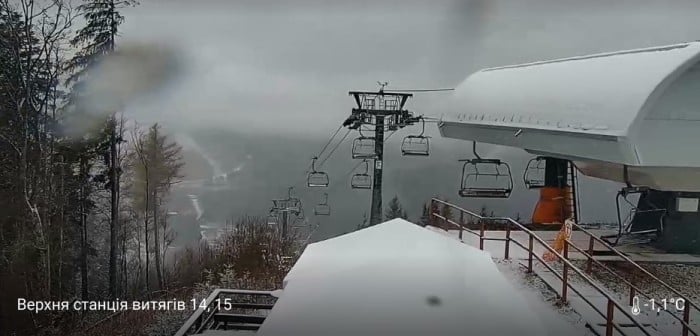 Сніг у Буковелі, скріншот відео