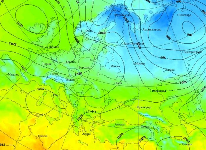 Температура повітря в Європі о 14:00 22 листопада, дані: Gismeteo