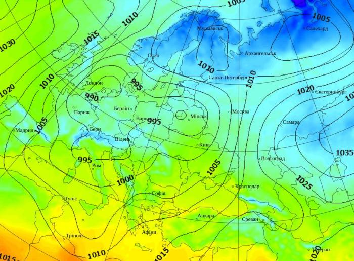 Температура повітря в Європі о 14.00 27 листопада, дані: Gismeteo
