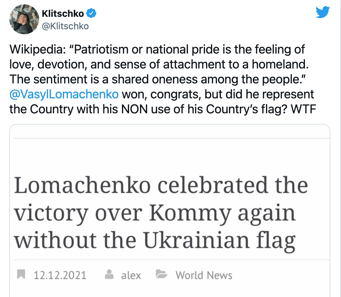 Пост Кличко. Скриншот: Twitter