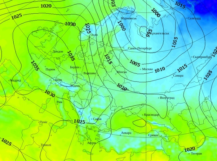 Температура воздуха в Европе в 14.00 16 декабря, данные: Gismeteo