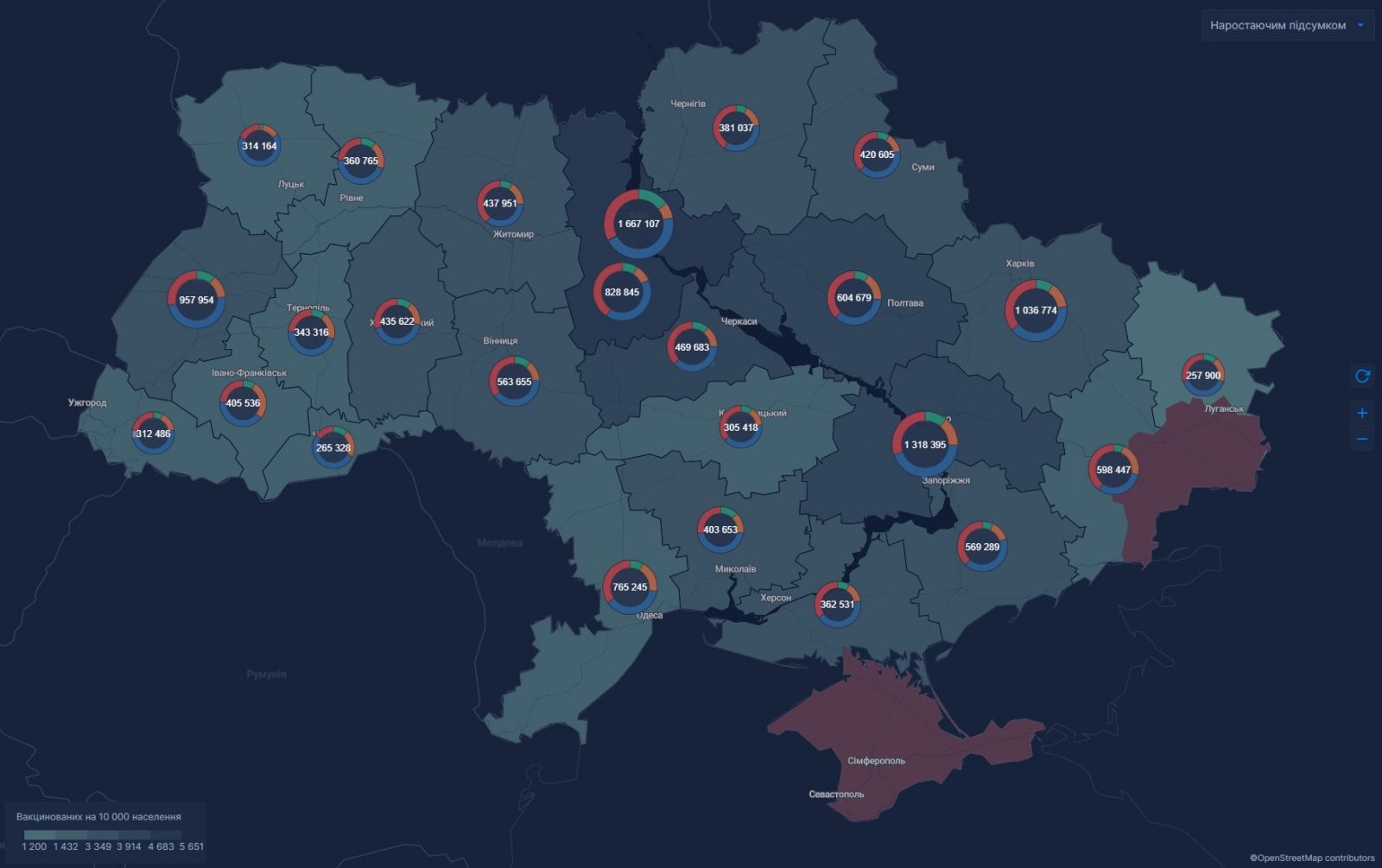 Вакцинация в Украине. Карта: СНБО