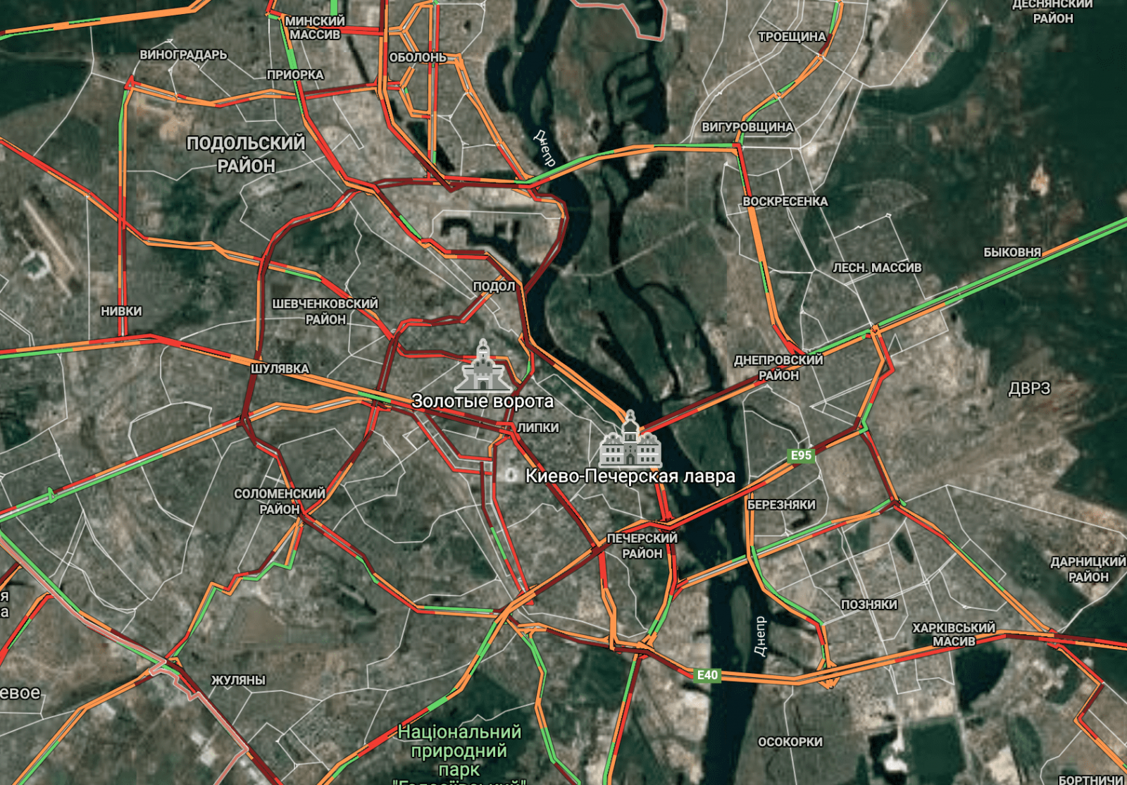 Пробки в Киеве. Скриншот: Ракурс