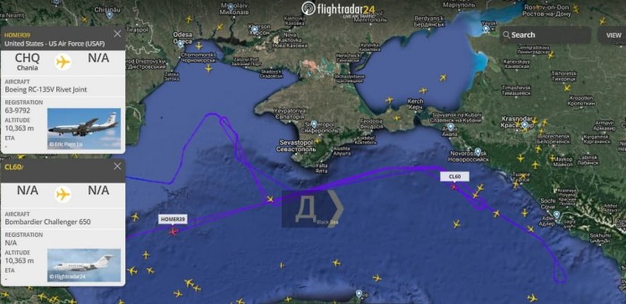 Полет американских самолетов над Черным морем, инфографика: «Думская»