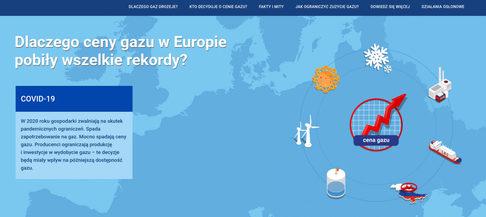 Польща створила сайт про дорожнечу газу і кип'ятіння напівпорожнього чайника, скріншот