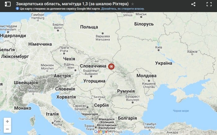 Землетрясение на Закарпатье, инфографика: Главный центр специального контроля ГКАУ