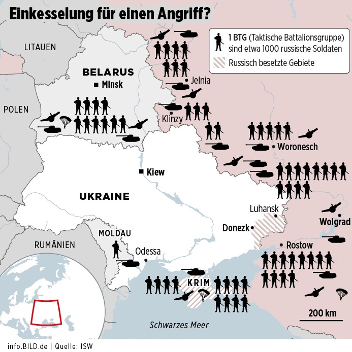 План российского вторжения в Украину. Карта: Bild