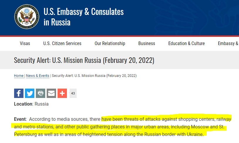 Допис посольства. Скріншот: Ракурс