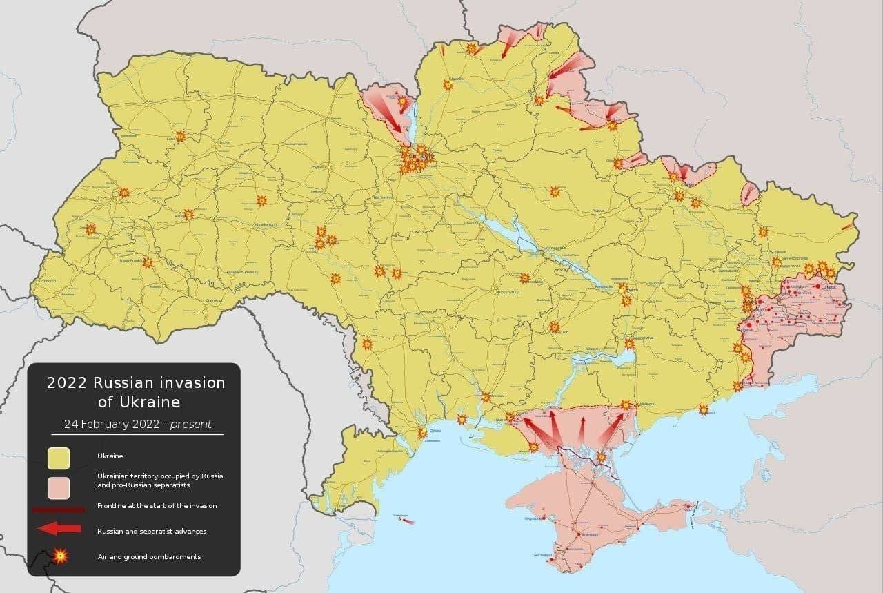 Приблизна карта вторгнення в Україну