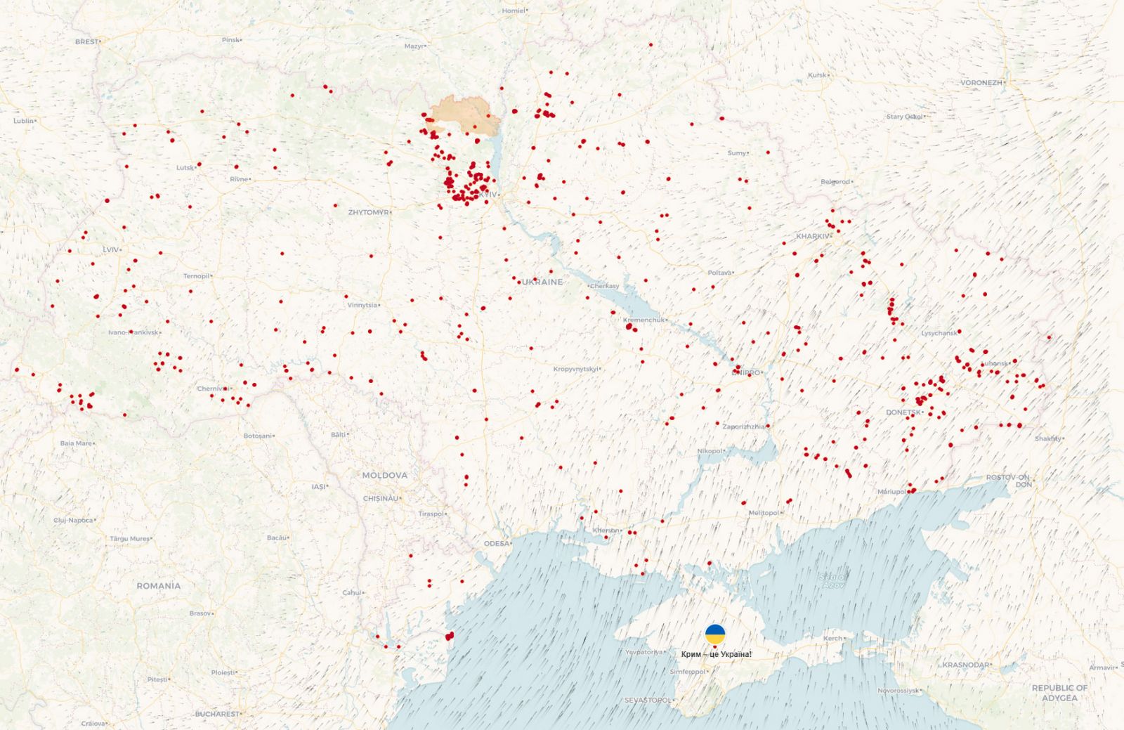 Пожежі в Україні. Карта: saveecobot.com