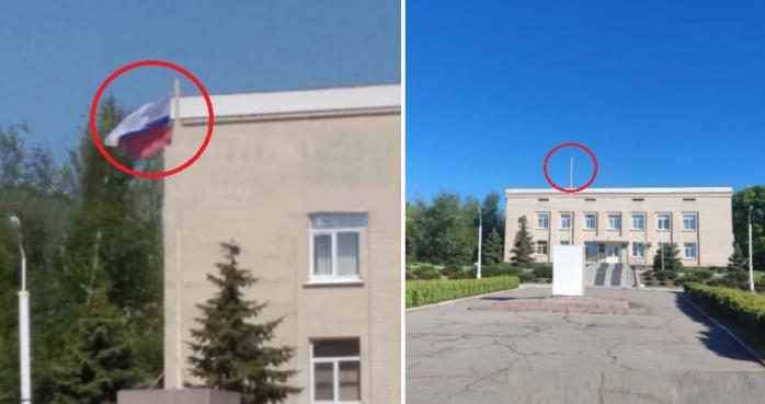 Флаг рф исчез из здания райсовета Берислава на Херсонщине
