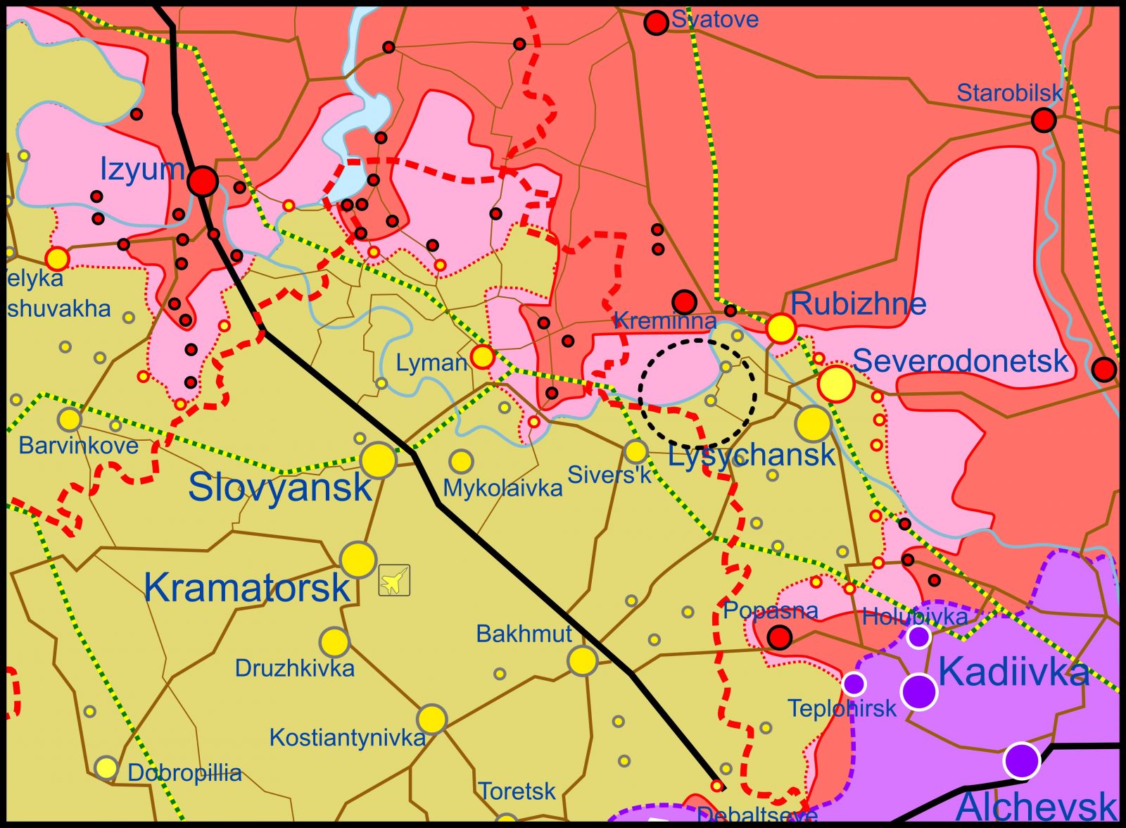 Карта бойових дій на сході 9 травня