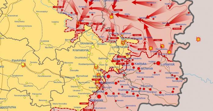 Окупанти стягнули значні війська на Луганщину, карта: «Вікіпедія»