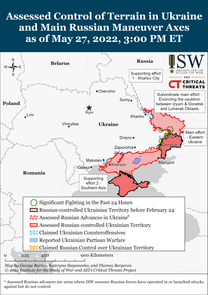 Карта бойових дій на сході України, дані - ISW