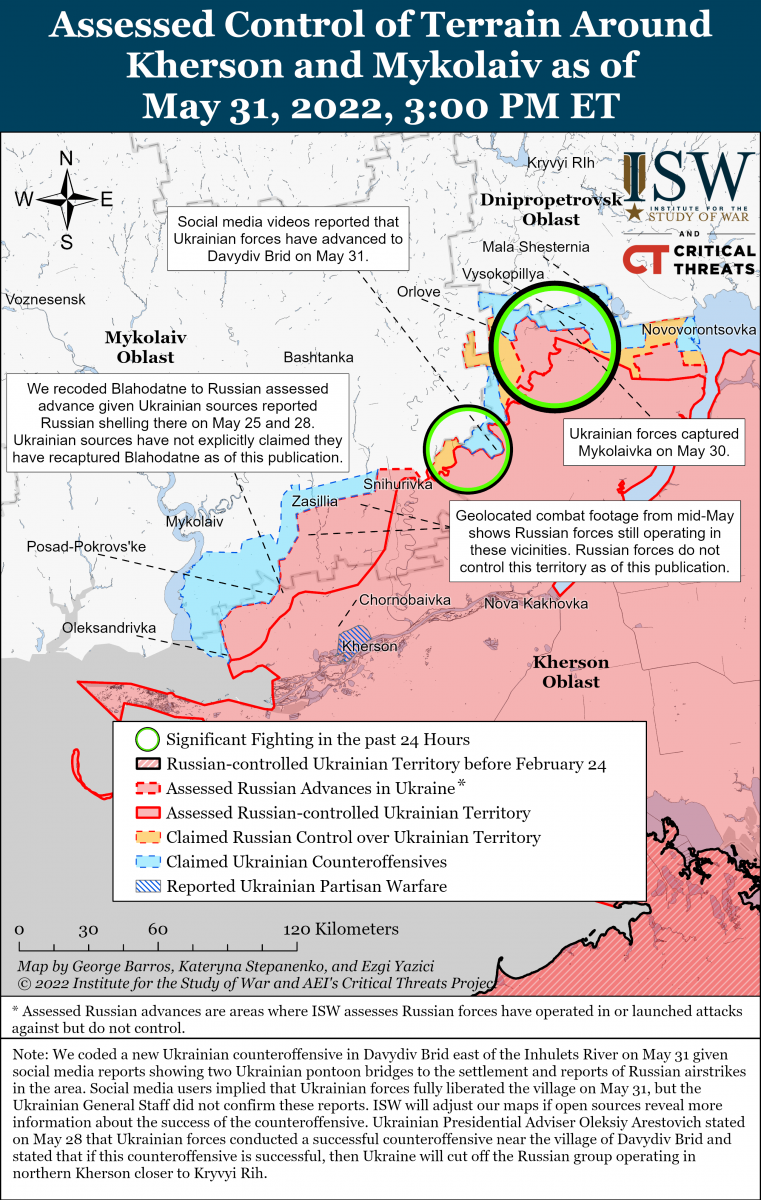 Бойові дії на півдні України, карта - ISW