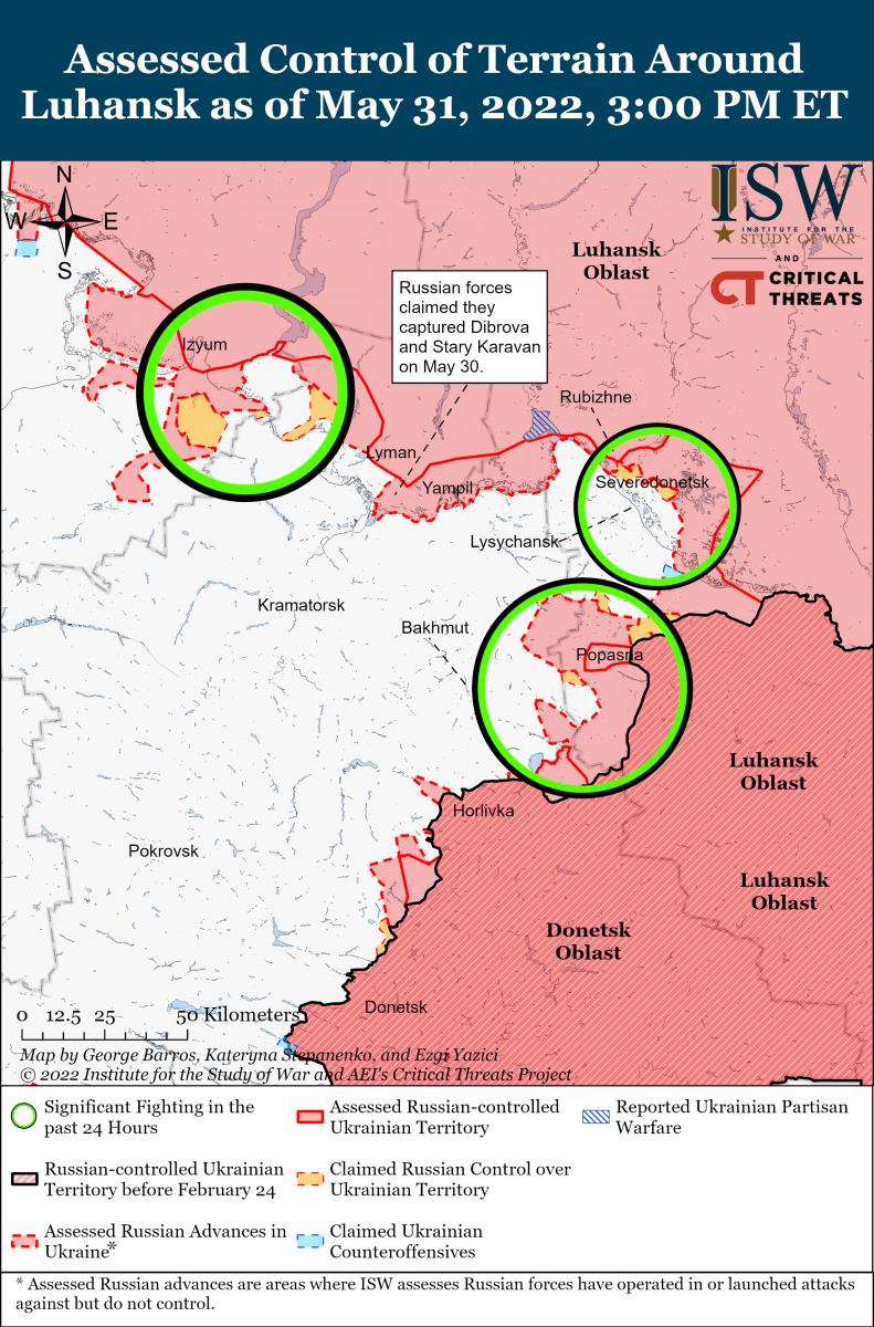 Бойові дії на Луганщині, карта - ISW