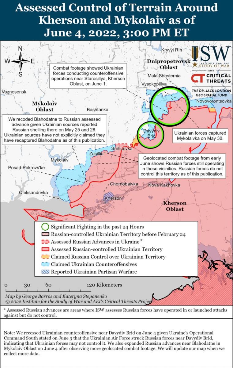 Бойові дії на півдні, карта - ISW