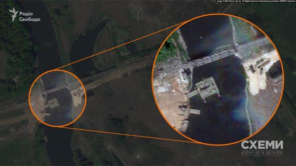 Спутник зафиксировал строительство россиянами понтона через Оскол на Харьковщине 
