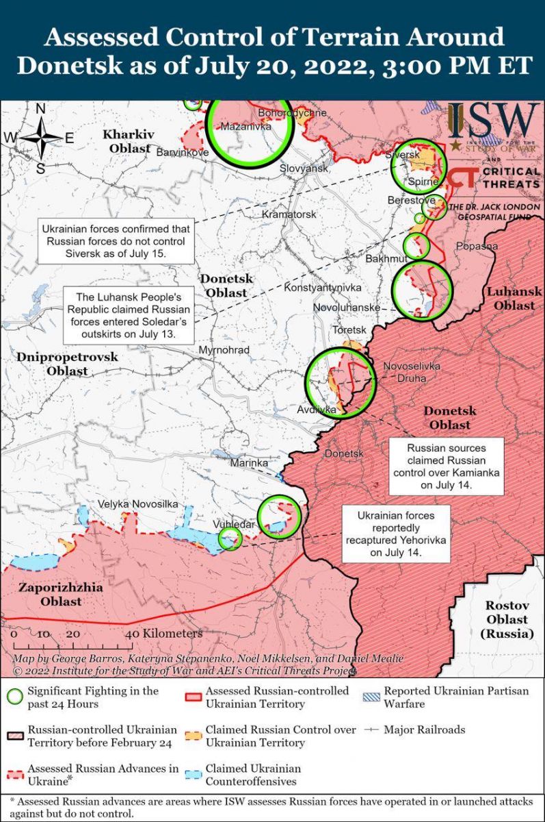 Бойові дії на сході, карта - ISW