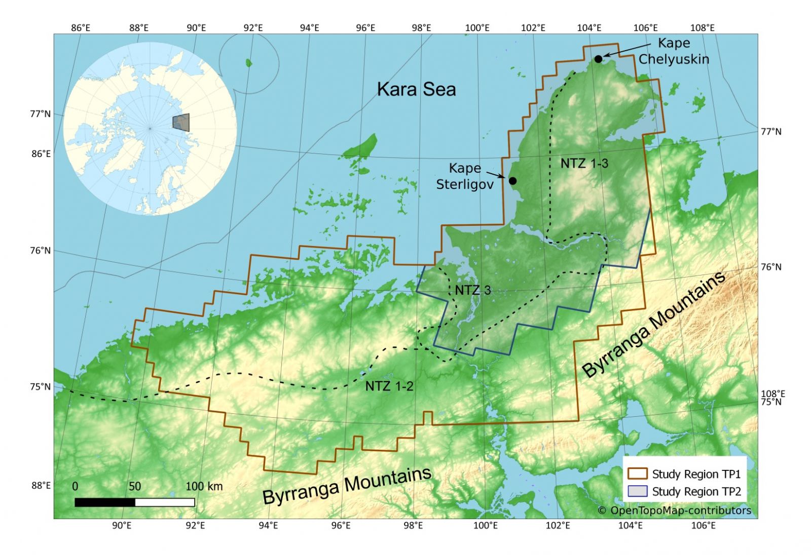Проаналізована ученими територія, карта: Аляскінській університет у Фербенксі