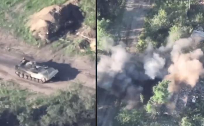 Момент уничтожения вражеского танка и бегство россиян попали на видео