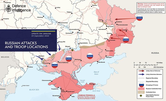 Бойові дії в Укрпаїні, карта - Міноборони Великої Британії