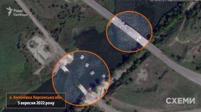 Появились спутниковые фото понтонного моста через Ингулец