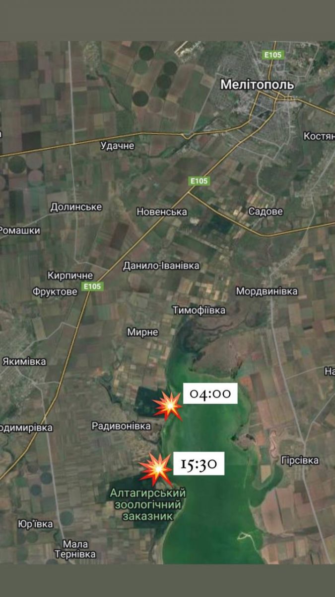 Нові вибухи прогриміли поблизу окупованого Мелітополя. Карта: Іван Федоров