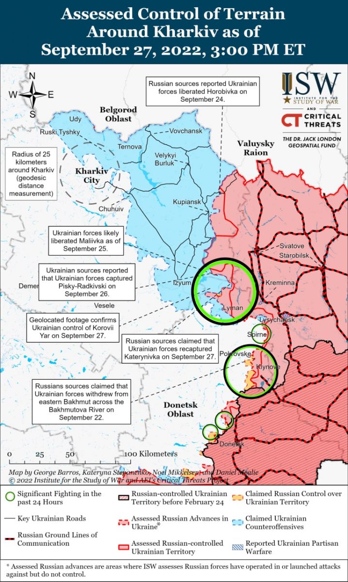 Карта бойових дій на Донбасі від ISW