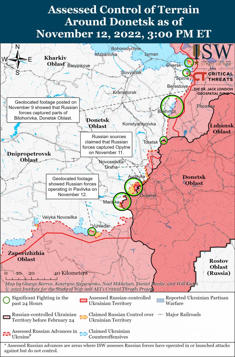 Бої за Донбас. Карта: ISW