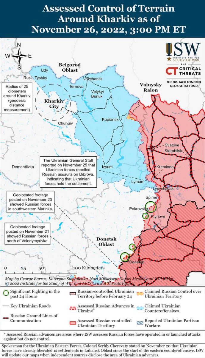 Бойові дії на Луганщині, карта - ISW