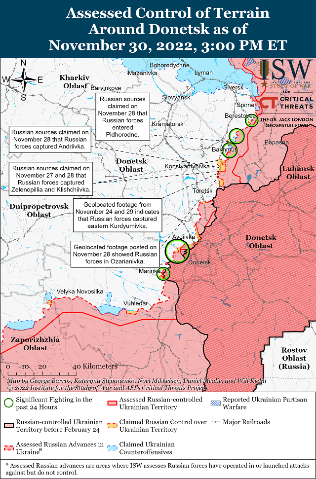 Бої на сході України, карта - ISW