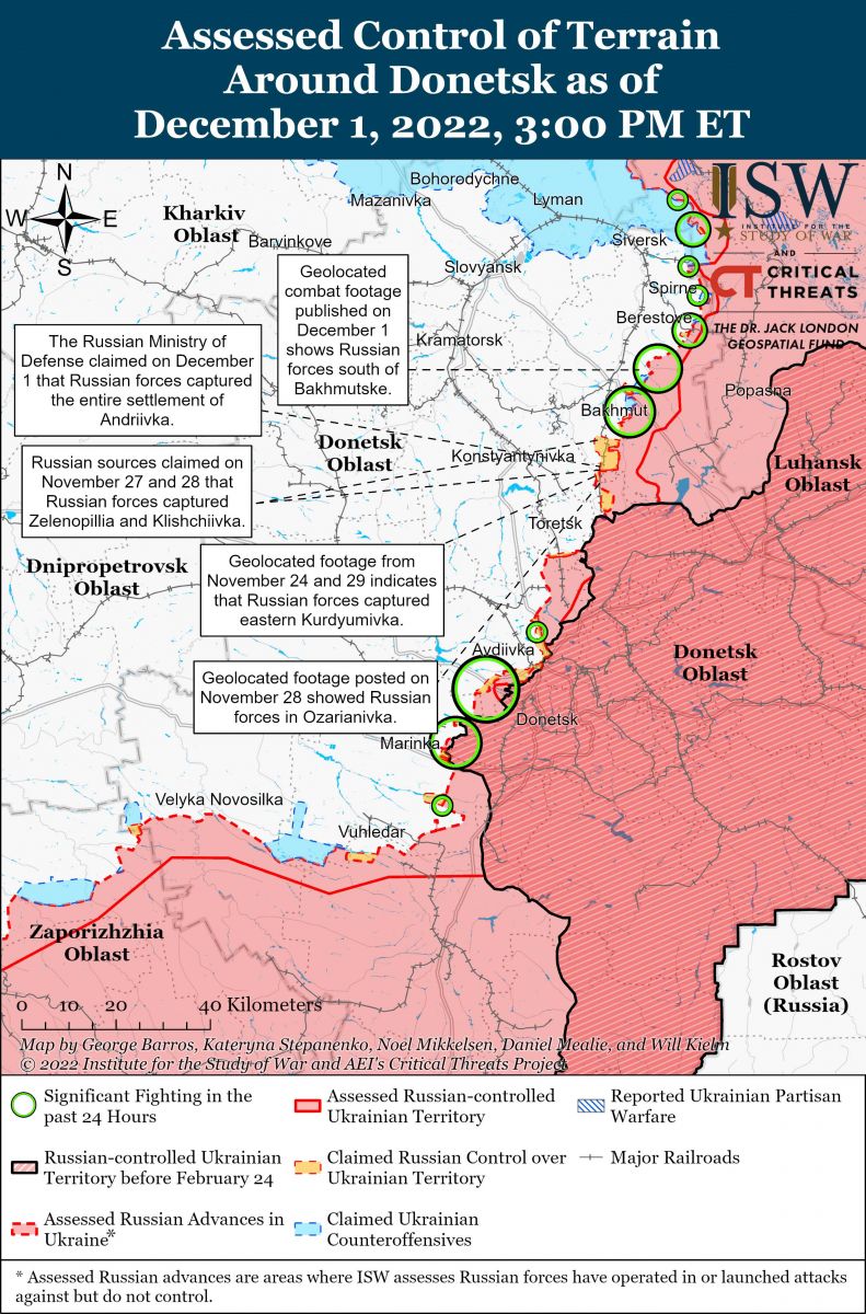 Бойові дії на Донбасі. Карта: ISW