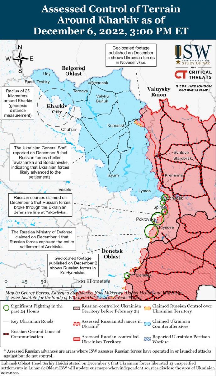 Ситуація на Луганському та Харківському напрямках, карта - ISW