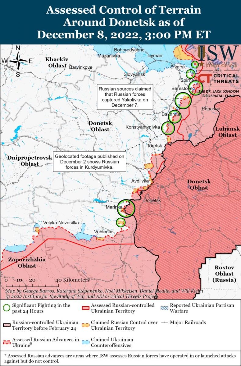 Бої на сході - карта ISW