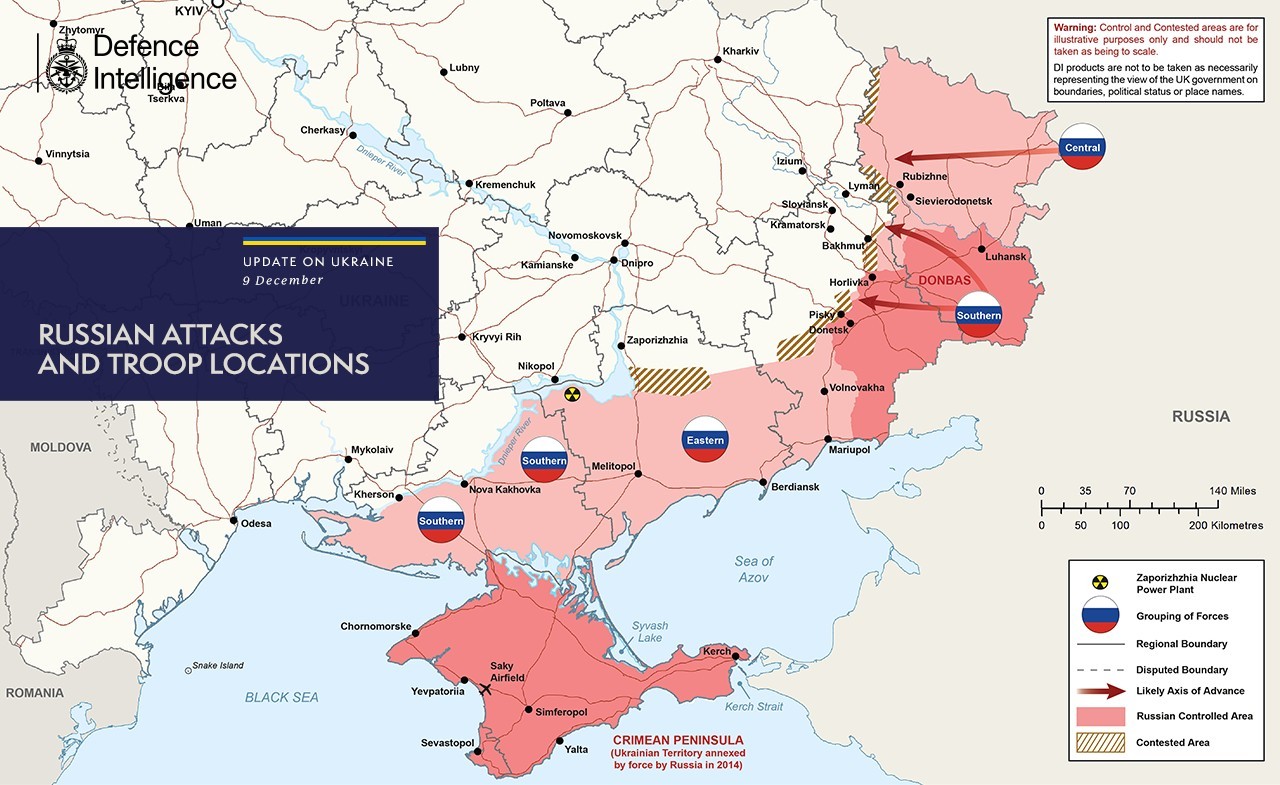 Карта бойових дій 9 грудня від Міноборони Великої Британії