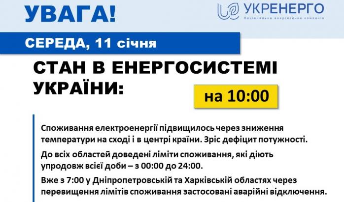 «Укрэнерго» об отключении света - В двух областях критически превышены лимиты