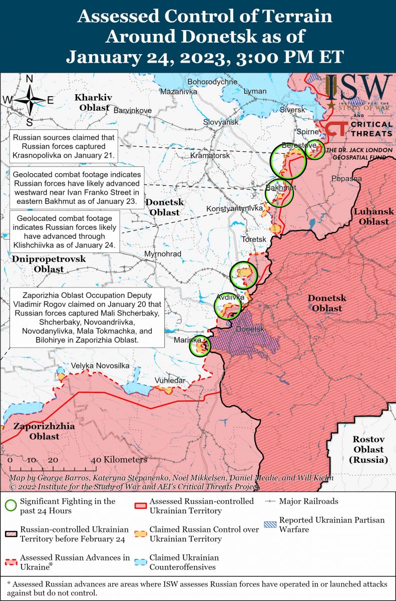 Бої на Донбасі. Карта: ISW