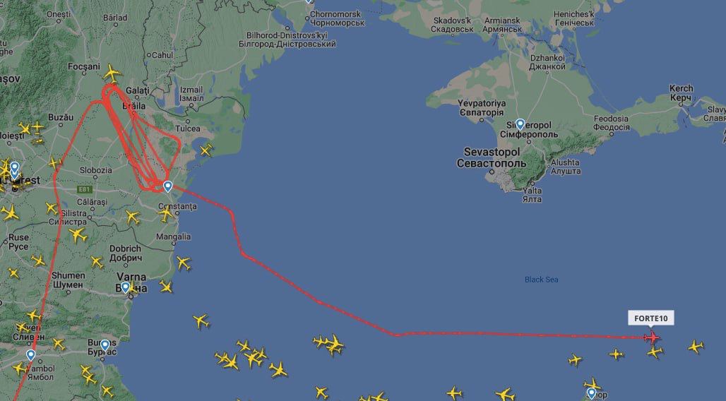 США запустили другий безпілотник у бік Чорного моря. Карта: Flightradar