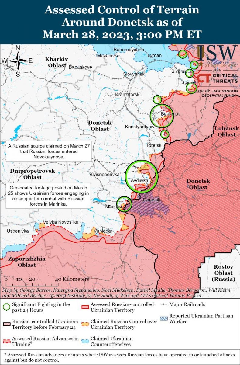 Бої на Донбасі, карта - ISW