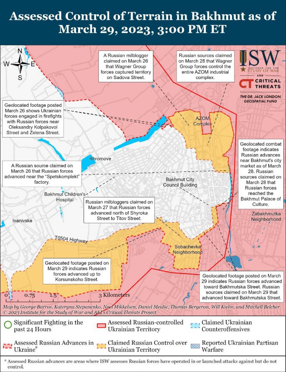 Битва за Бахмут, карта - ISW