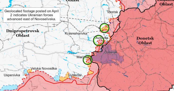 Бои на Донбассе. Карта: ISW