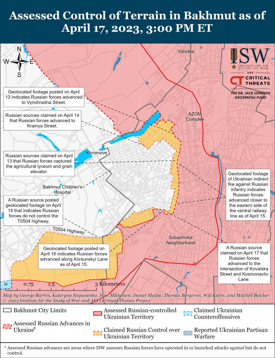 Бої в Бахмуті. Карта: ISW