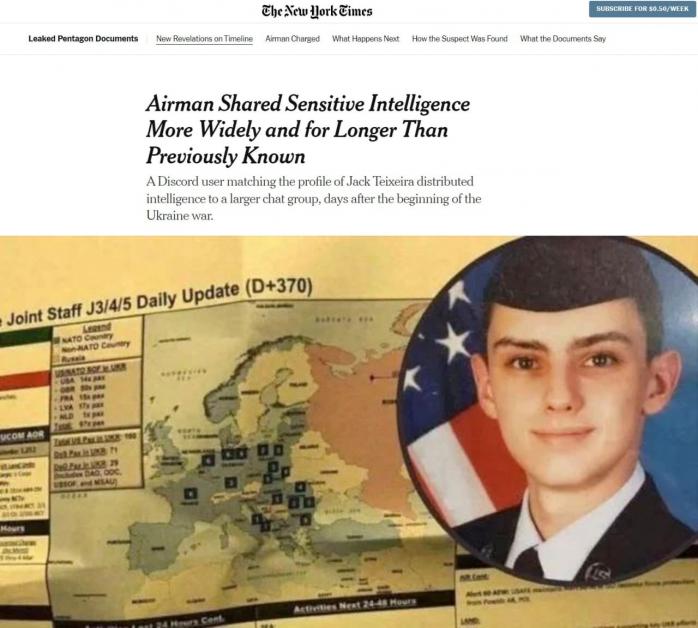 Перший "злив" секретних документів Пентагону стався через 48 годин після 24 лютого - NYT