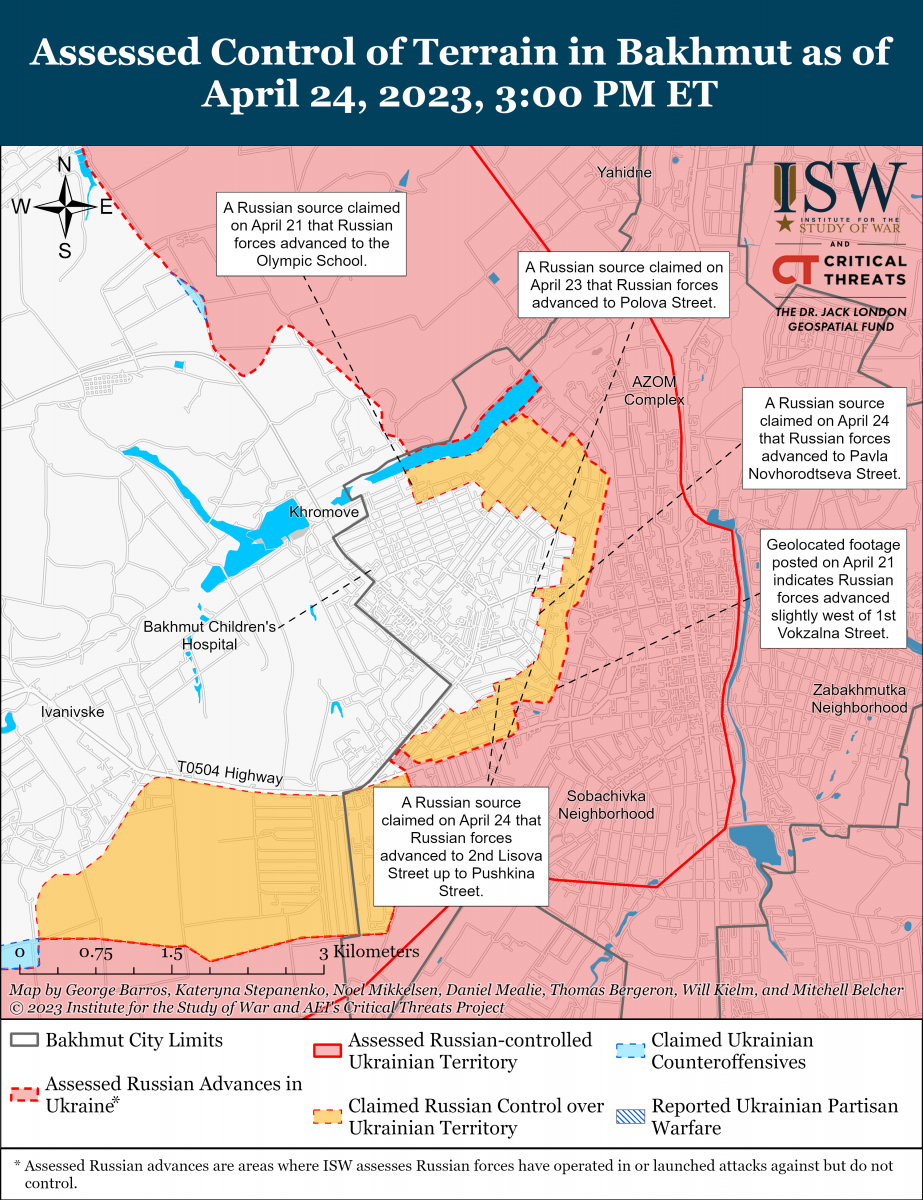 Бої в Бахмуті. Карта: ISW